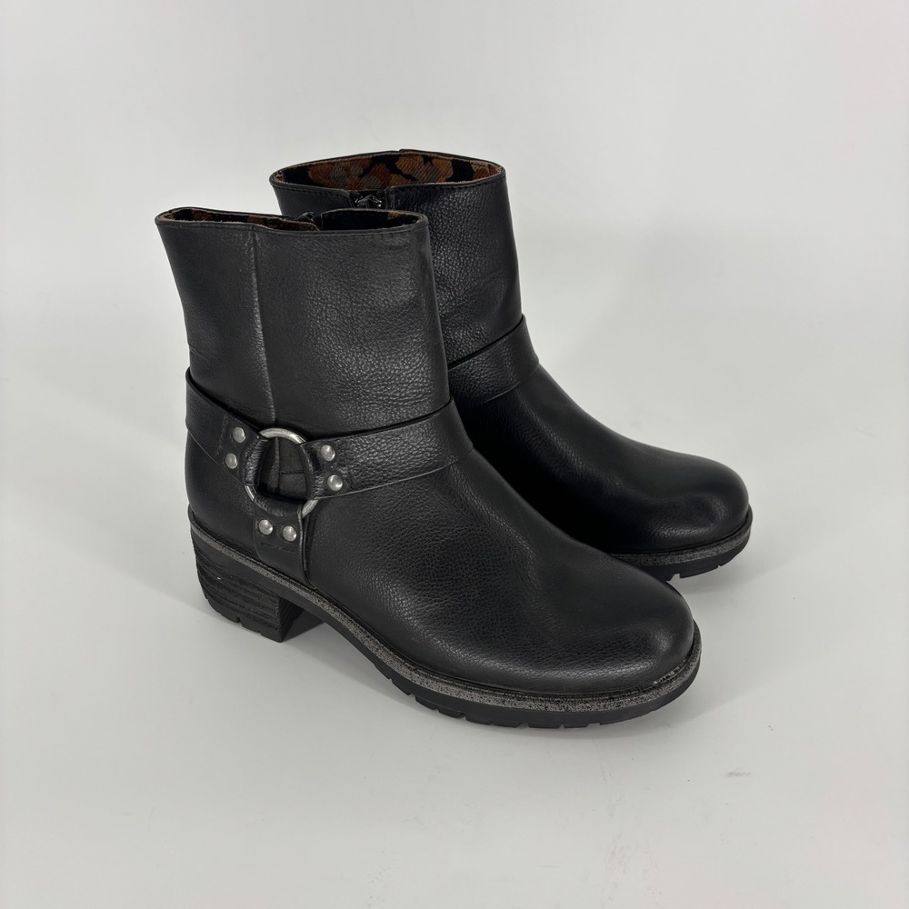 B.o.c. By Born Shai Harness Ankle Boots Black Women Size 6 Lug Sole Block Heel